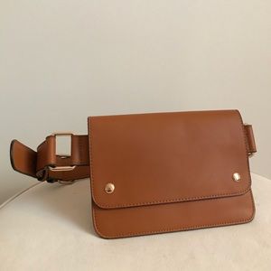 Brown Vegan Leather Belt Bag